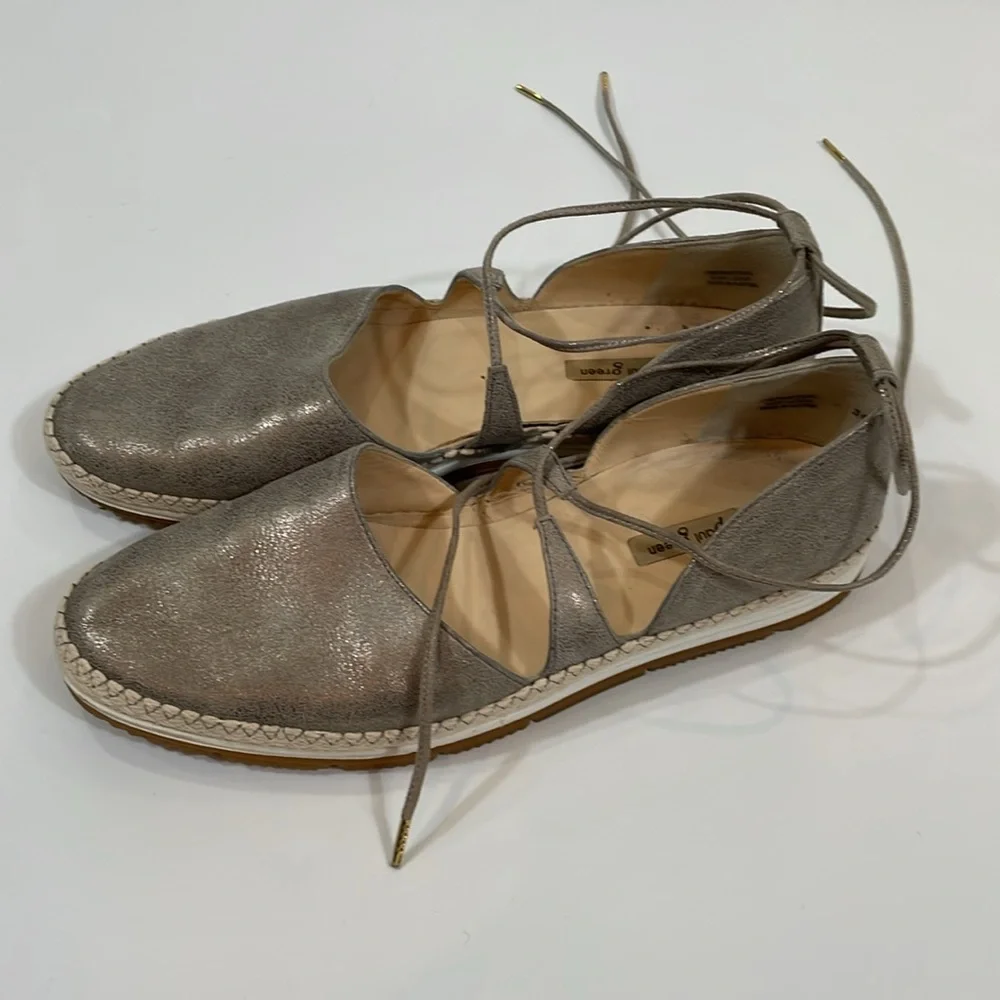 Paul Green Marcey Espadrille Flat Ankle Wrap Metallic Size 9 (6.5 UK)